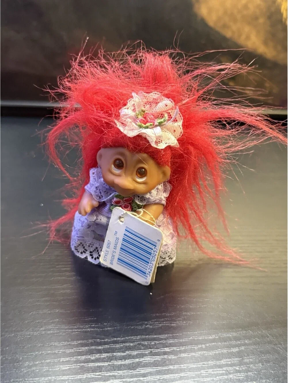 Vintage DAM Norfin Bride’s Maid Troll Doll Style 5057 Red Hair Tag 5in